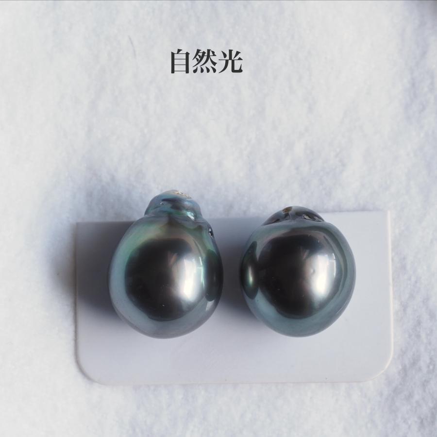 K18 タヒチ真珠 フックピアス バロック 12mm up イヤリングにも変更可