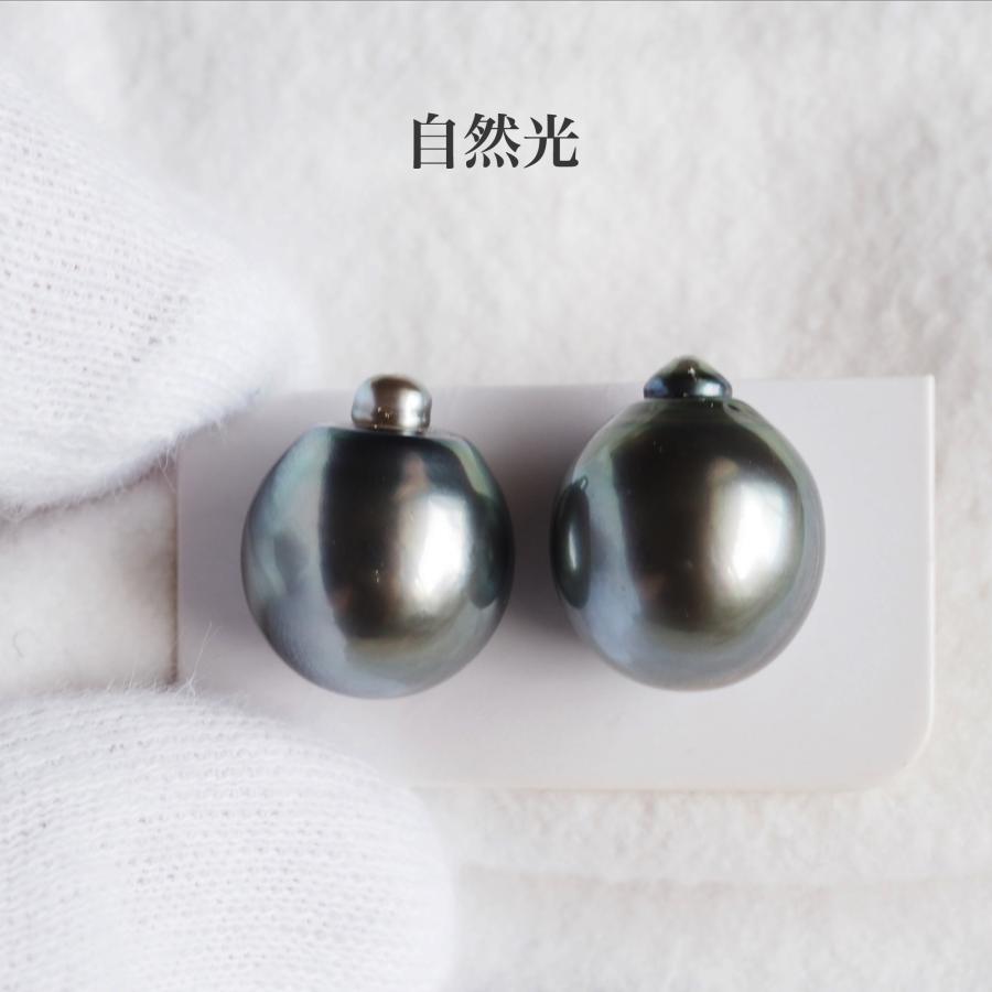 K18 タヒチ真珠 フックピアス バロック 12mm up イヤリングにも変更可