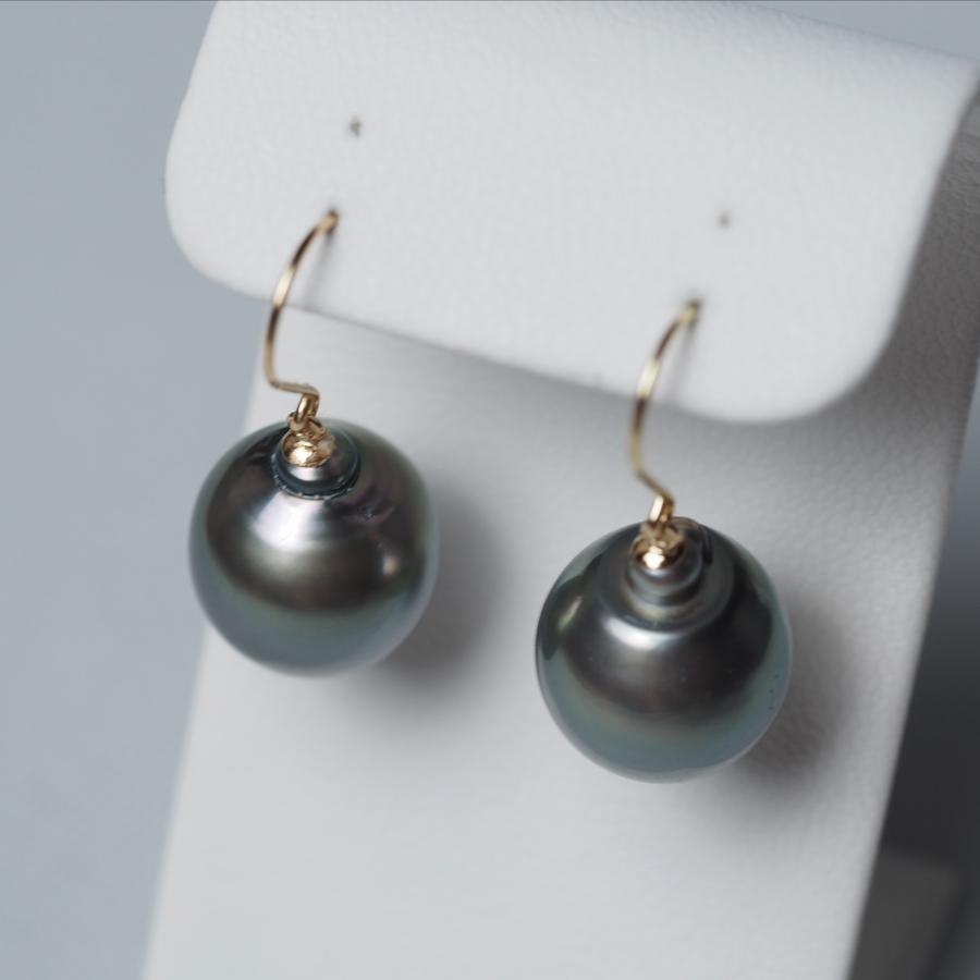 M*n様 【Mirry Tonpson様】k18　ベビーパール　ピアス　太フック K18 タヒチ真珠 フックピアス バロック 12mm up イヤリングにも変更可