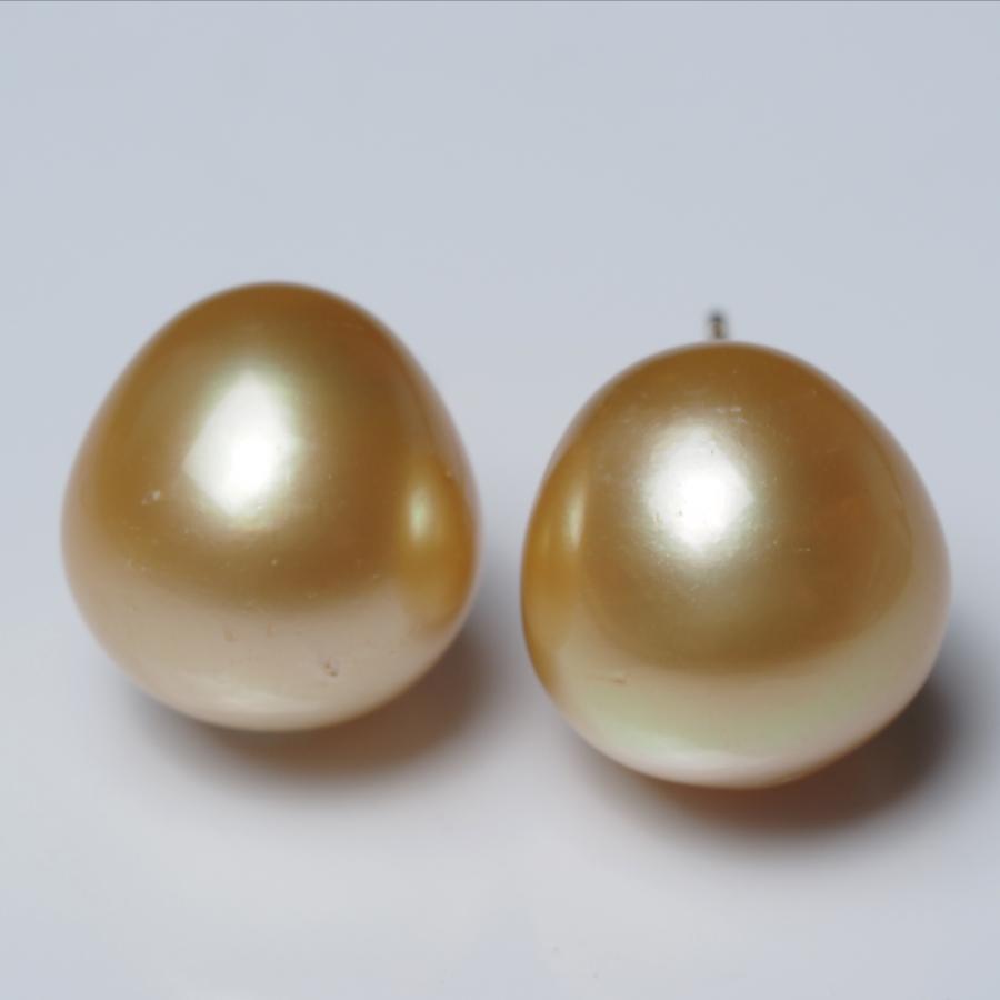K18 南洋真珠 ナチュラルゴールド ピアス 13mm up ドロップ系 