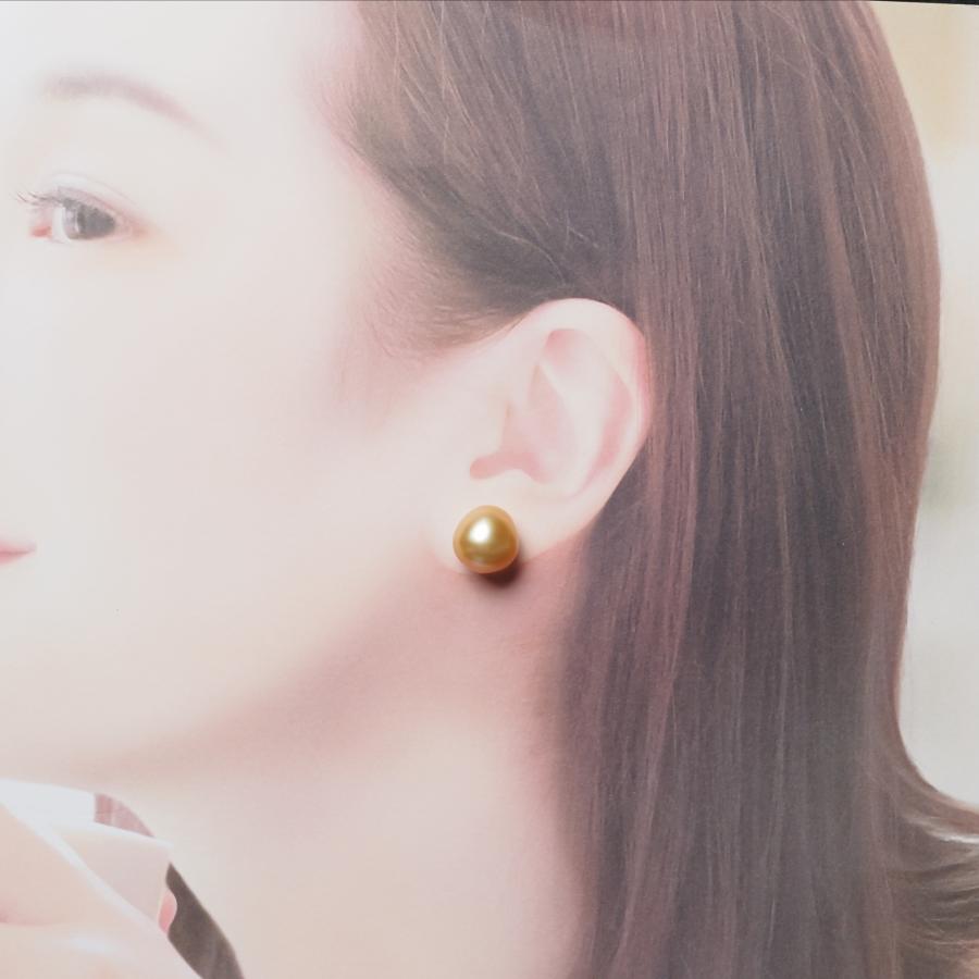 K18 南洋真珠 ナチュラルゴールド ピアス 13mm up ドロップ系 