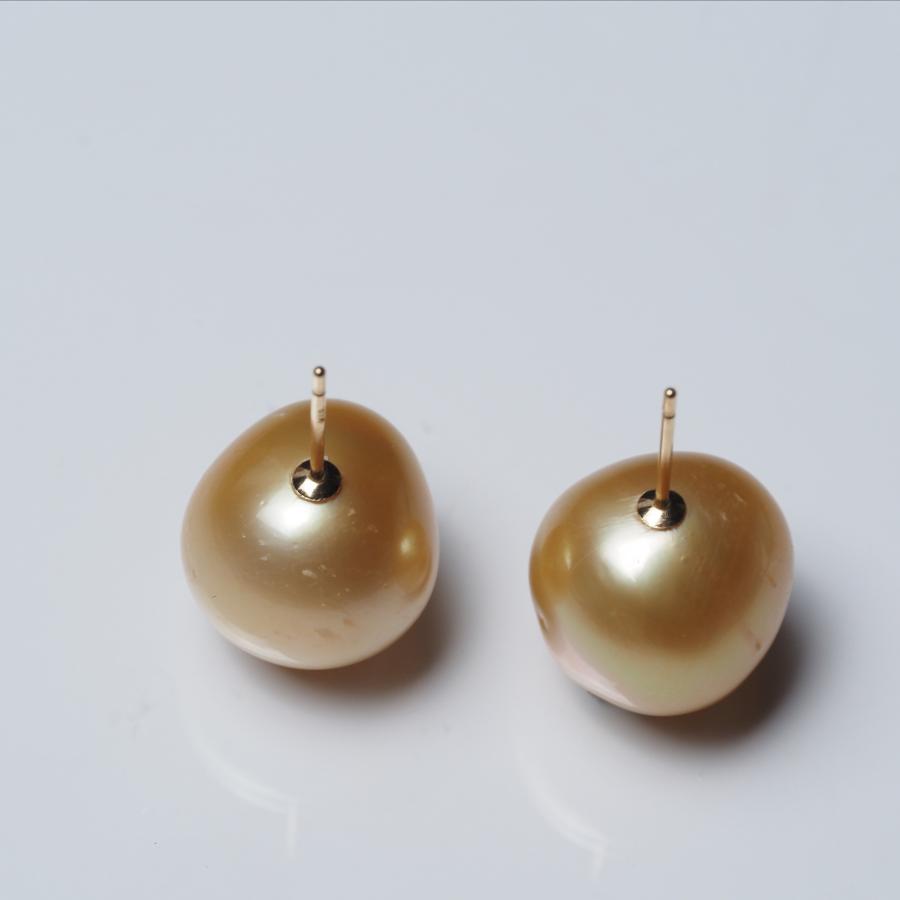 K18 南洋真珠 ナチュラルゴールド ピアス 13mm up ドロップ系 