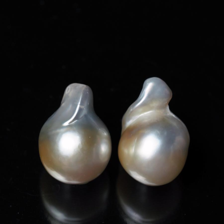 南洋真珠 スタッド ピアス 11mm up バロック K18/プラチナ ポスト選択