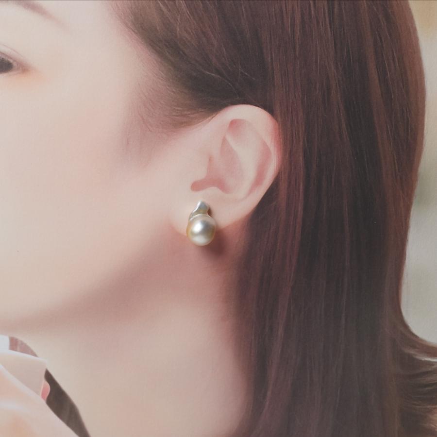 南洋真珠 スタッド ピアス 11mm up バロック K18/プラチナ ポスト選択