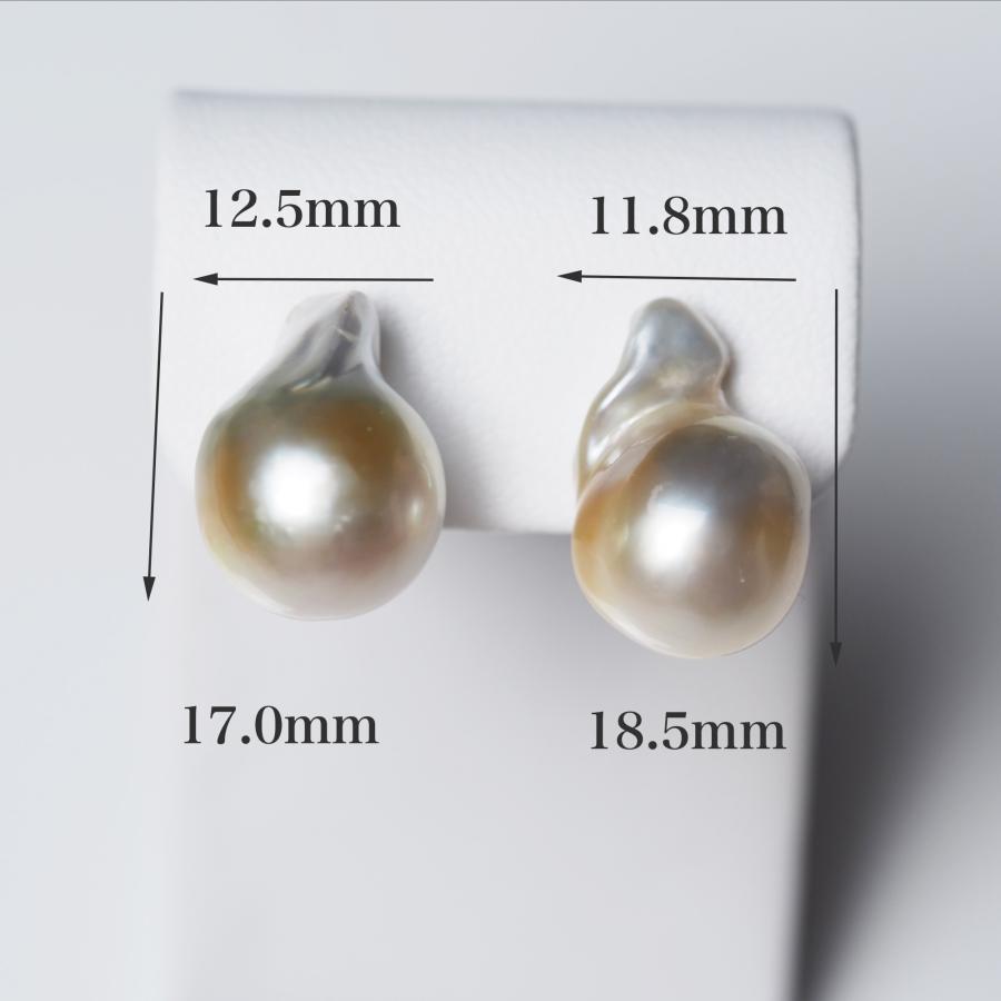 南洋真珠 スタッド ピアス 11mm up バロック K18/プラチナ ポスト選択