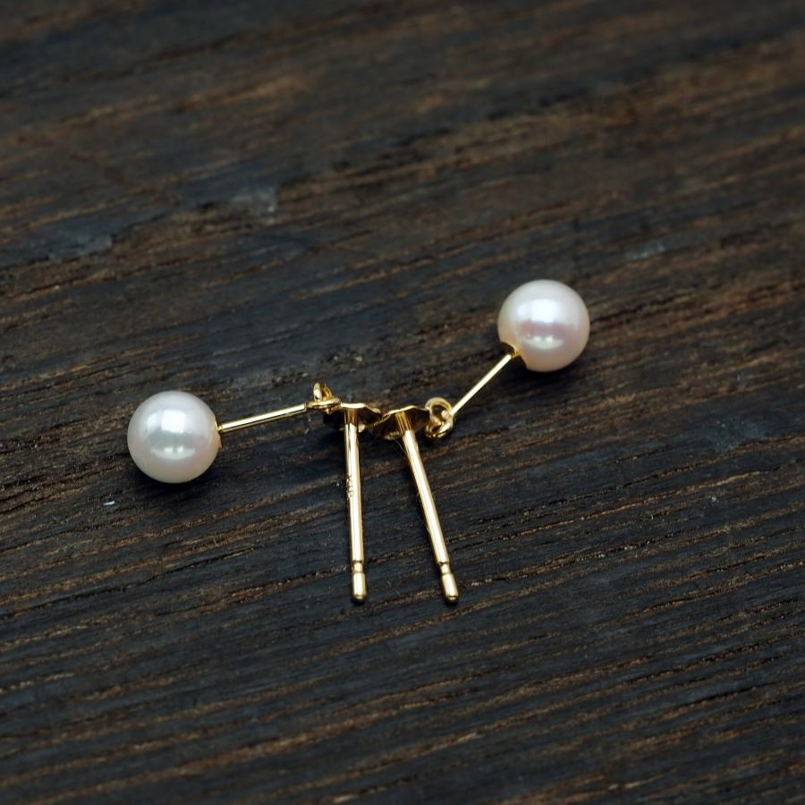 K18 アコヤ本真珠 ベビーパール ピアス あこや K18YG 18金イエロー