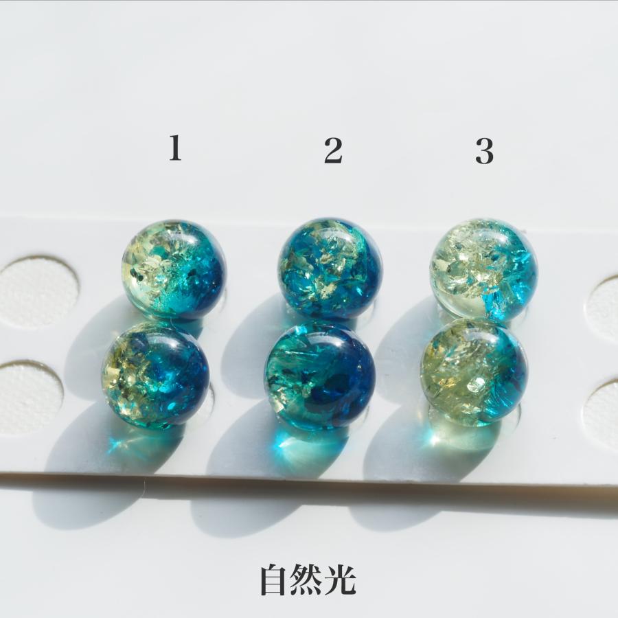 K18 バルト海 琥珀 フックピアス 11mm up トリートブルー イヤリングにも変更可 18金 ぶら下がり 揺れる シンプル 大ぶり ギフト青 普段使い カジュアル 日本製の画像