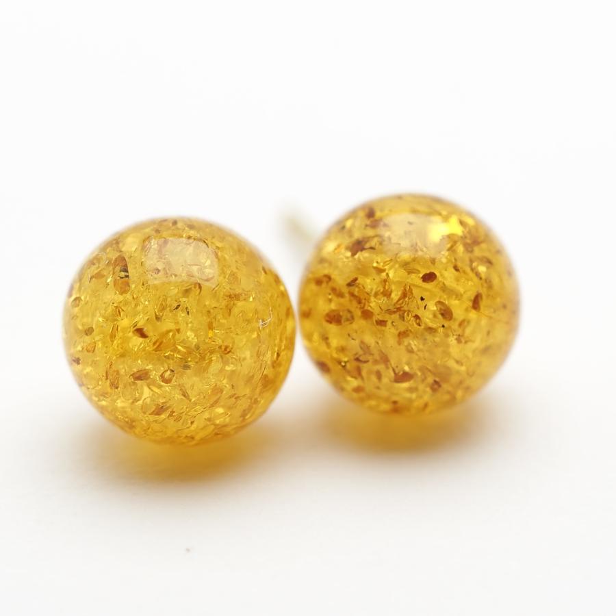 18金琥珀ピアス K18 バルト海 琥珀 ピアス 7mm イエローアンバー 18金イエローゴールド