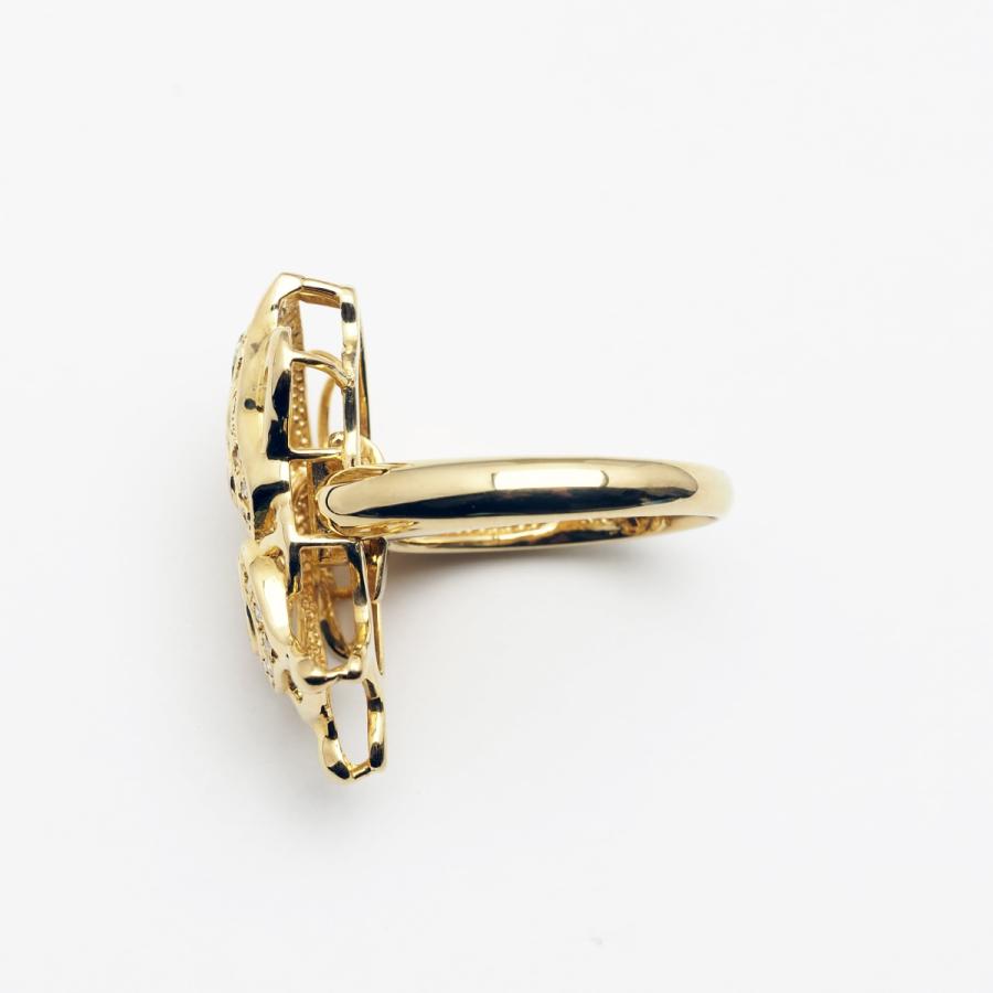 K18 バタフライリング 天然ダイヤ&ルビー付き 11.5号 サイズ直し可