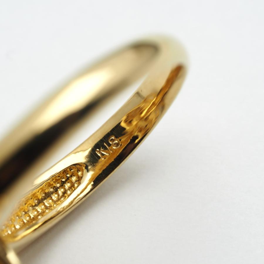 K18 バタフライリング 天然ダイヤ&ルビー付き 11.5号 サイズ直し可