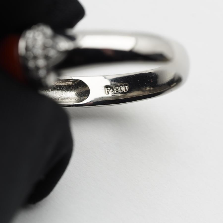 プラチナ900 血赤珊瑚 リング 14号 サイズ直し可 pt900 指輪 さんご  