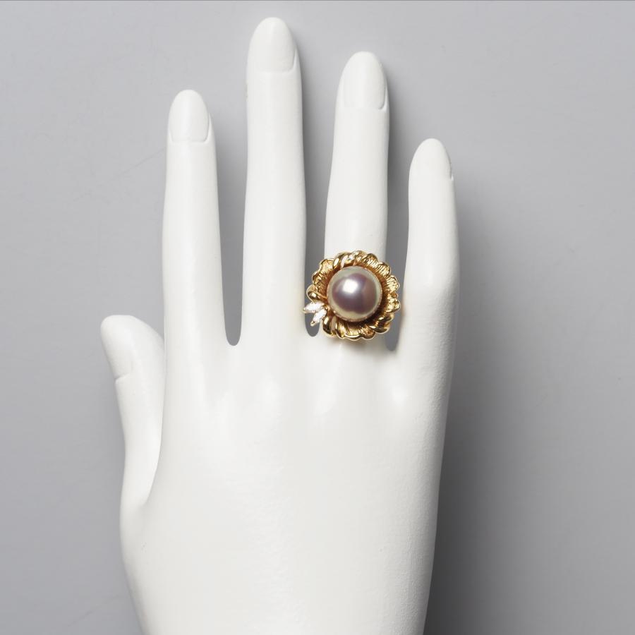 K18 ゴールド フラワーリング パール