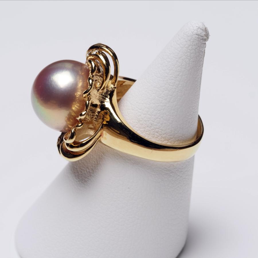 K18 ゴールド フラワーリング パール