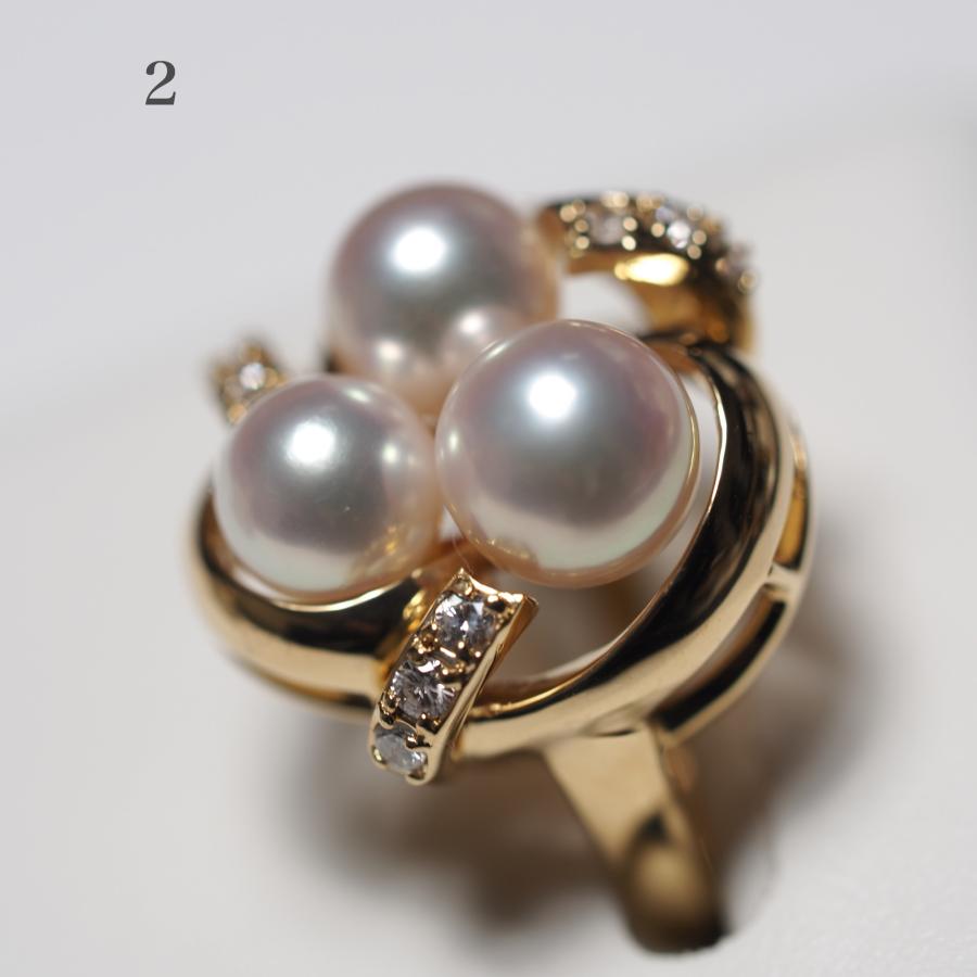 K10 あこやパール ダイヤモンド リング 11号 10金 パール リング k10 10k 10金 ホワイトゴールド 真珠リング