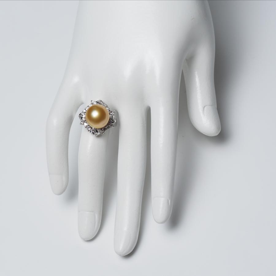 プラチナ900 南洋真珠 特撰ナチュラルゴールド リング 12.4mm/ラウンド