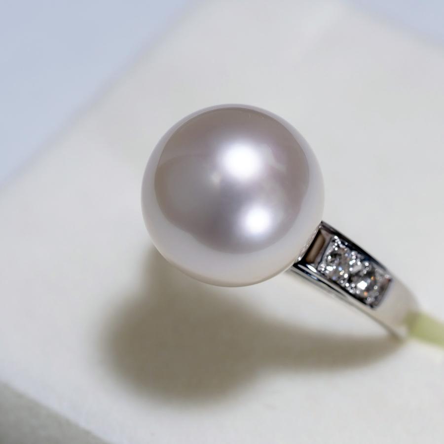 k18南洋真珠ゴールデンパール12.4mm天然ダイヤモンドリング