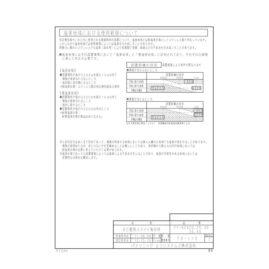 【FY-KCX30】 《KJK》 パナソニック 有圧換気扇取付枠 ωτ0の画像