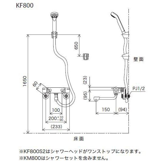 KF800R2】 《KJK》 KVK サーモスタット混合水栓 壁 サーモスタット式