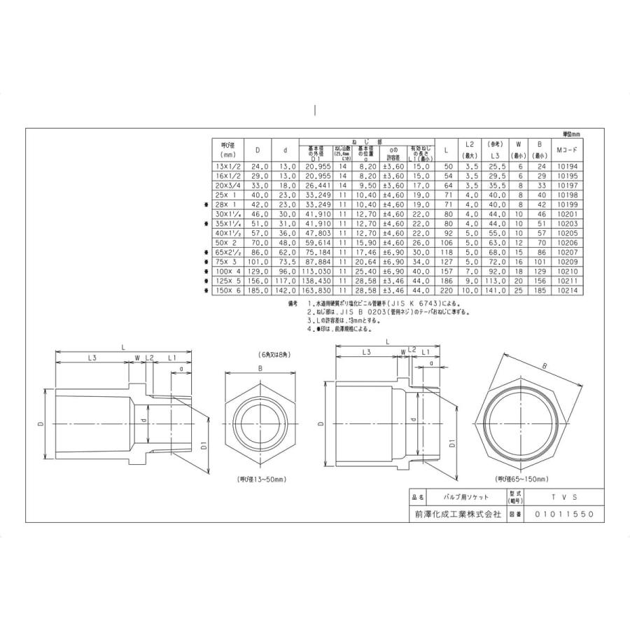 前澤化成工業 【TVS40】 《KJK》 マエザワ TS継手 TSバルブソケット