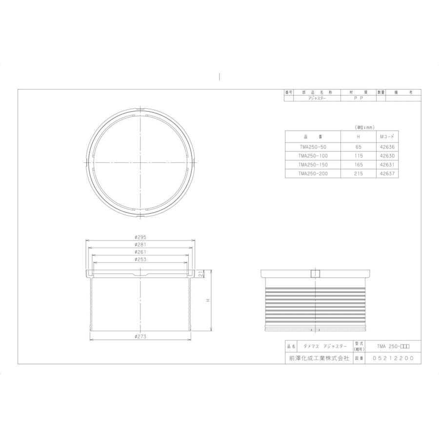前澤化成工業 【TMA250-150】 《KJK》 マエザワ タメマス250