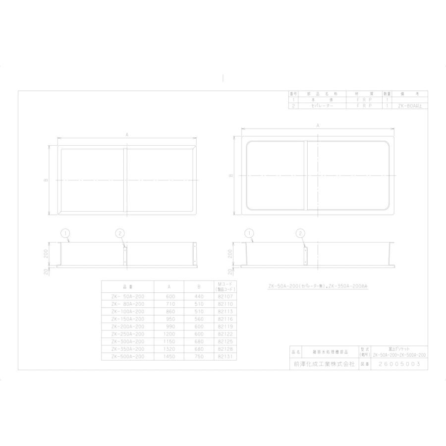 前澤化成工業 【ZK-500A-200】 《KJK》 マエザワ 雑排水処理槽用嵩上