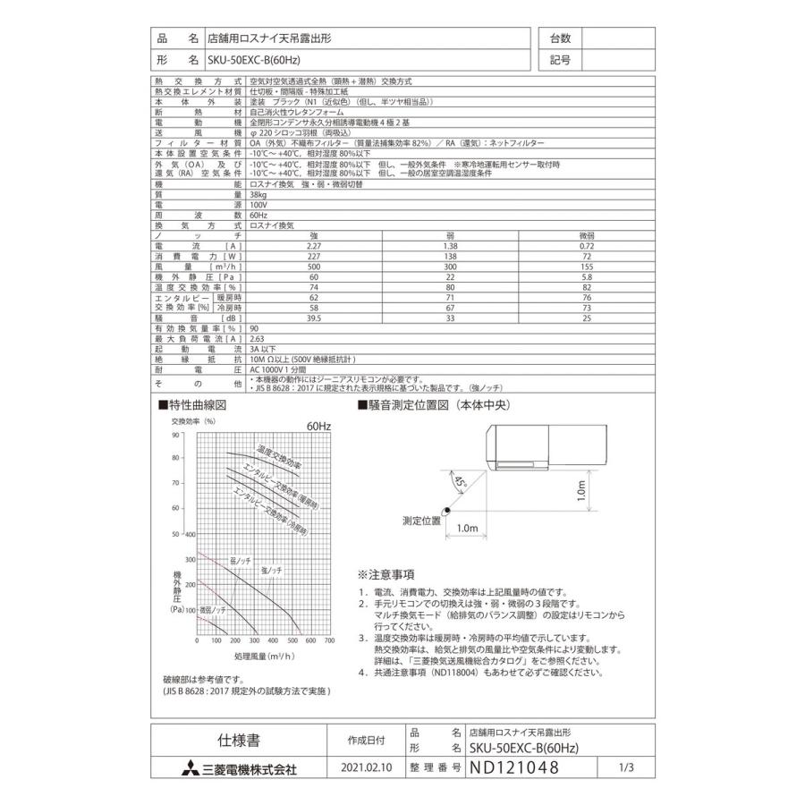 三菱電機 【SKU-50EXC-B】 《KJK》 店舗用ロスナイ 天吊露出形 三菱電機 【SKU-50EXC-B】 《KJK》 店舗用ロスナイ 天吊露出形