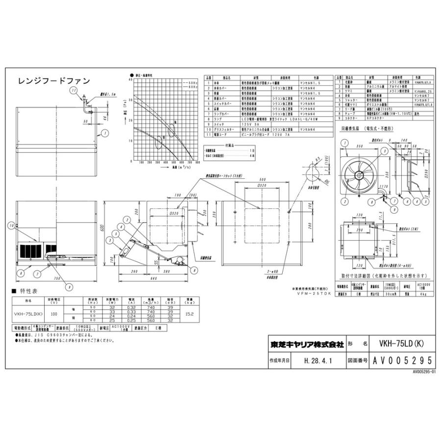 【VKH-75LD(K)】 《KJK》 東芝 レンジフード プロペラファン 幅75cm ブーツ型 深形 ブラック 強弱付 ωβ0|kjk|02