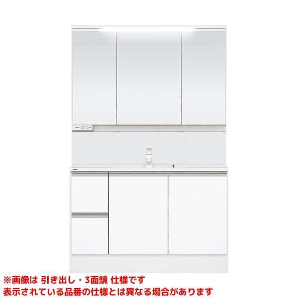 《KJK》 パナソニック Cライン スタンダード 1200mm 引き出し マルチシングルレバー洗面 スゴピカ 木製3面鏡 照明なし ωκ0