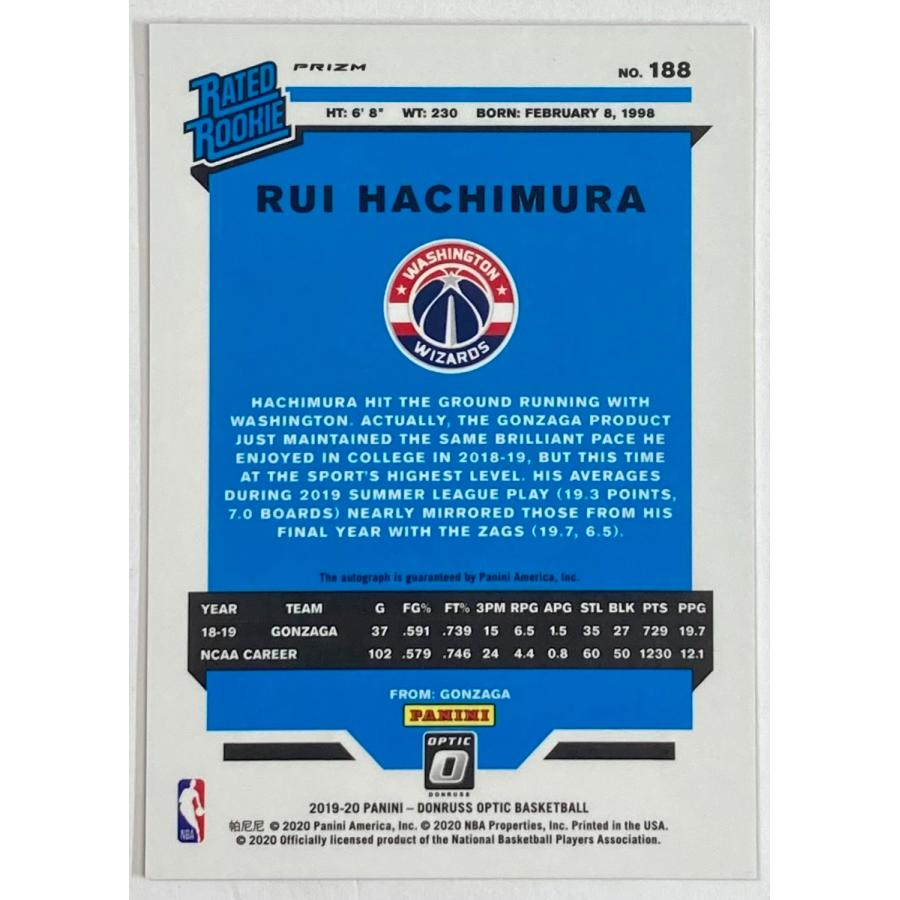八村塁直書きルーキーサイン 2019-20 Donruss Optic Rated Rookie Purple Prizm Ref RC Auto_1