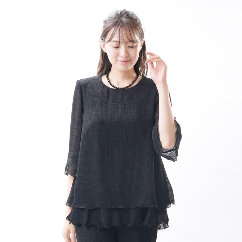 日本製 国内縫製 夏用 ブラックフォーマル ブラウス ：CR-270 単品