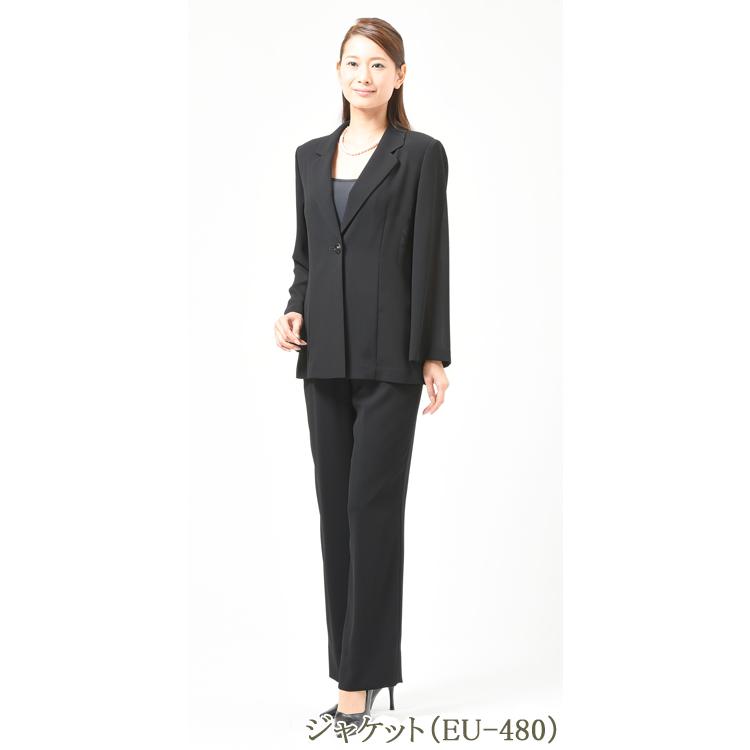 夏用ブラックフォーマル パンツ 婦人礼服喪服 EU-52 股下73cm 日本製