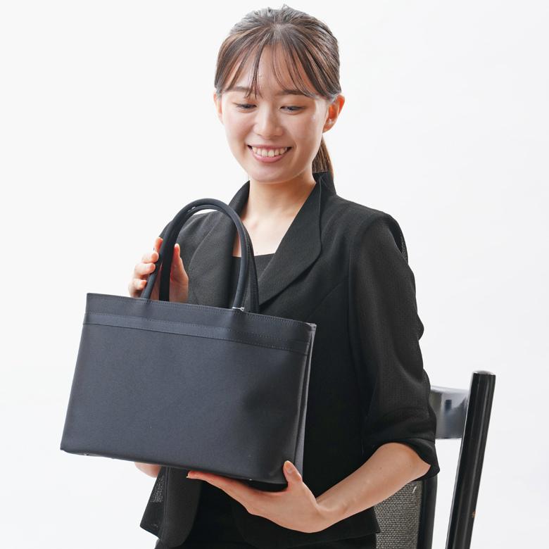 IWASA 【日本製】岩佐のブラック フォーマル トートバッグ（袋入り