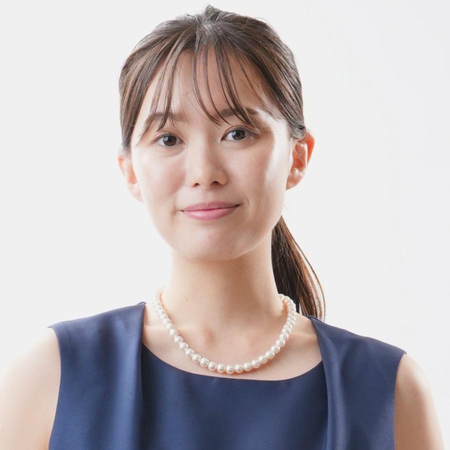 高級金具の貝パール8mm珠 一連ネックレス KA002-8W40 ホワイト 長さ
