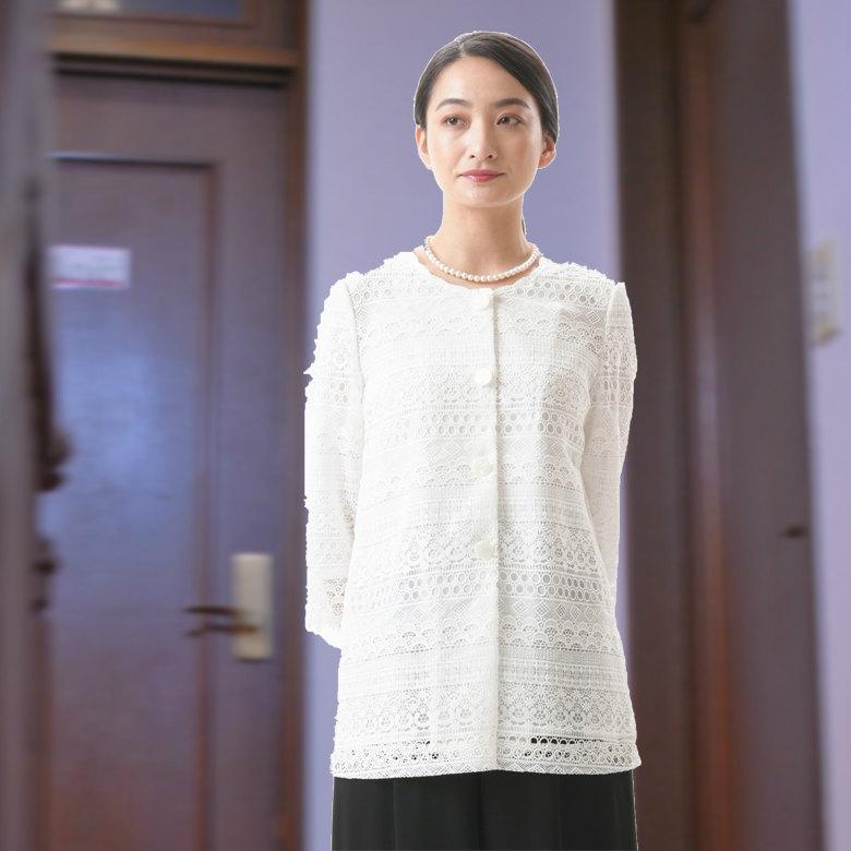 合夏物 ホワイトチュニック ブラウス レディース 婦人 礼服 RL109624