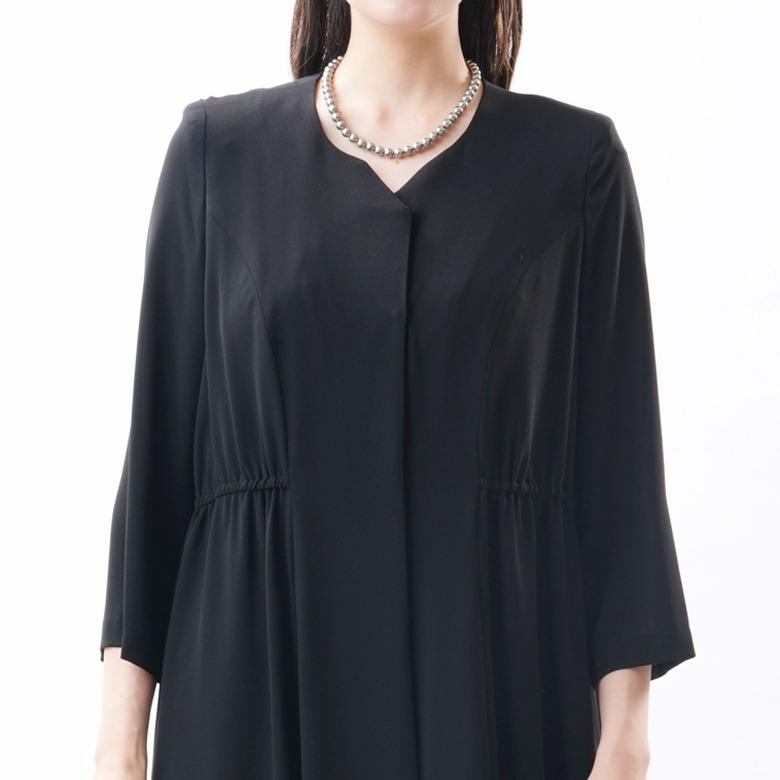 日本製 夏物 ブラックフォーマル ワンピース：RL112056 前開き