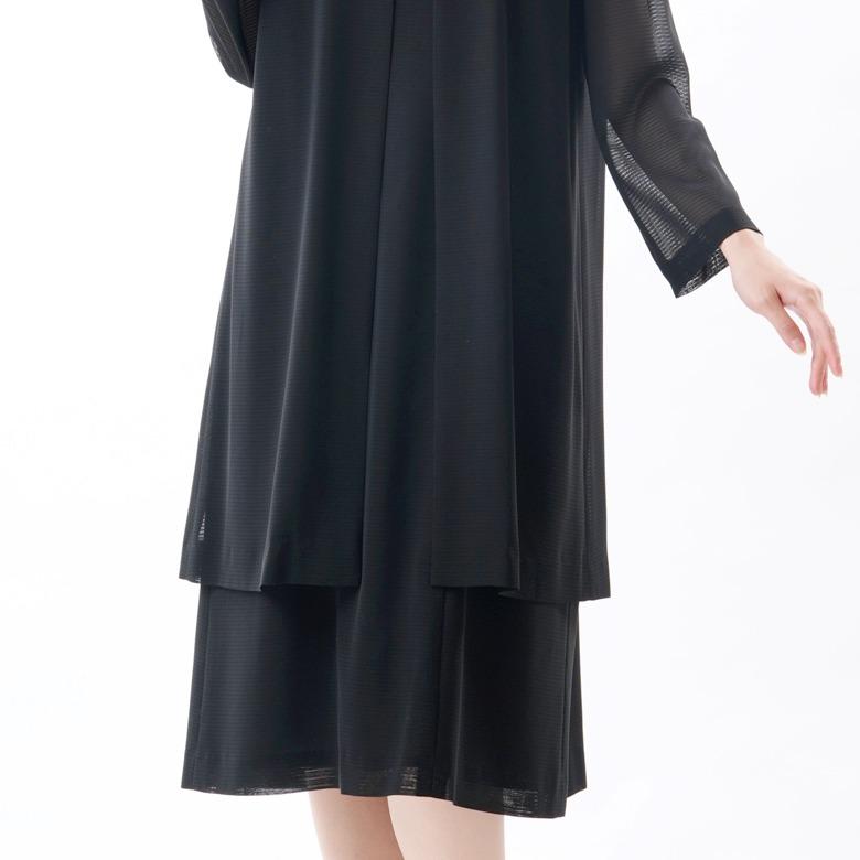 日本製 夏物 ブラックフォーマル ワンピース：RL112066 前開き