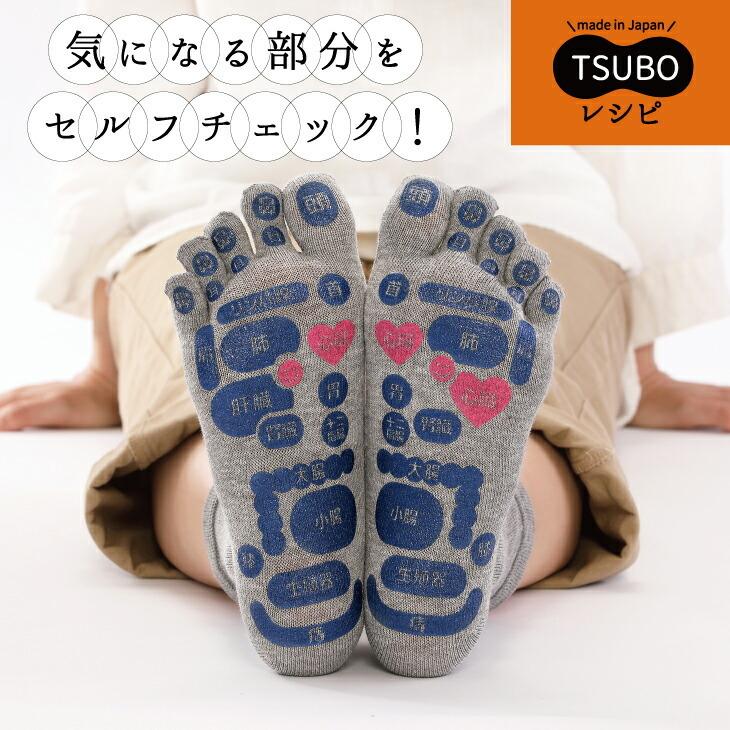 三笠（mikasa） TSUBOレシピ 足つぼ靴下 つぼマップ 5本指ソックス
