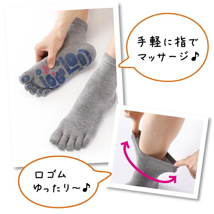 三笠（mikasa） TSUBOレシピ 足つぼ靴下 つぼマップ 5本指ソックス