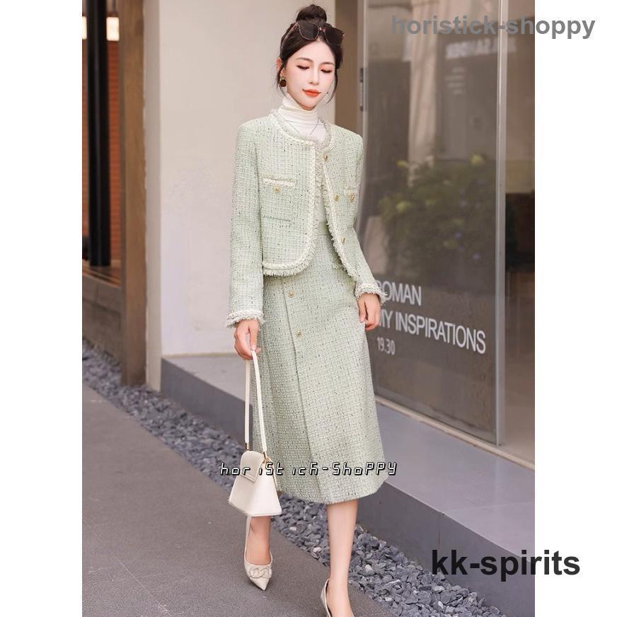 アナイ♡ツイード　スーツ　白　38 ノーカラージャケット　スカート　セット アナイ♡ツイード スーツ 白 38 ノーカラージャケット スカート