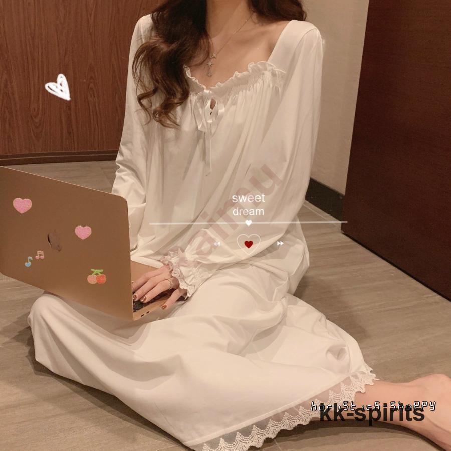ネグリジェ 春夏秋 姫 白ワンピース レースネグリジェ ロング丈 ネグリジェ 春夏秋 姫 白ワンピース レースネグリジェ ロング丈