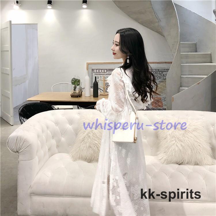 ワンピース ドレス レディース 春秋 マキシ丈 長袖 レース