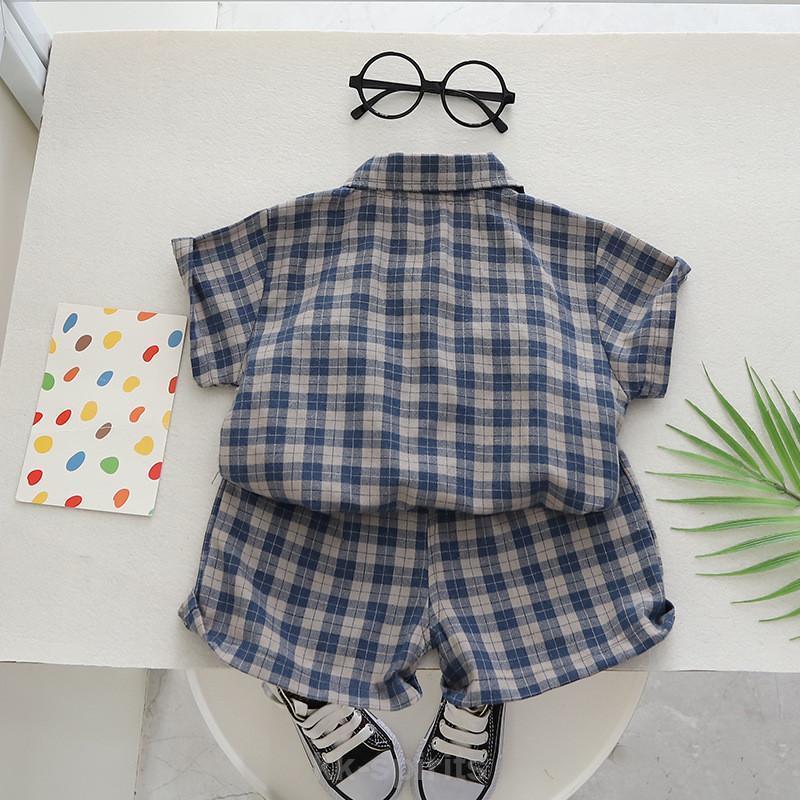 子供服 夏 男の子 セットアップ 半袖 チェック柄 夏服