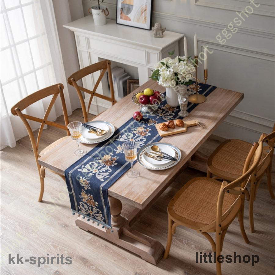 ⭐アメリカンカントー雑貨❤ෆりんごෆ⸒　テーブルセンター(ランナー)タッセル無し テーブルランナー 北欧風 レトロ 長方形 タッセル付き 撥水性