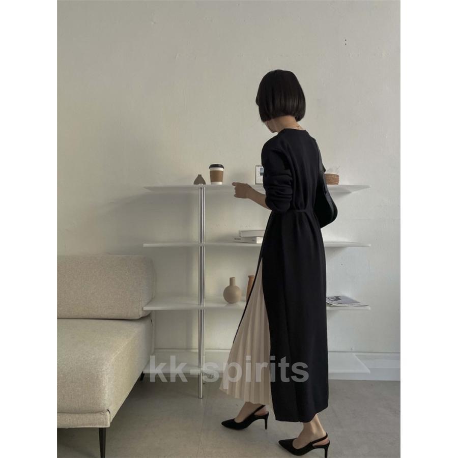 ワンピース 重ね着風 レディース 大人 プリーツ 切り替え ロング ワンピース 重ね着風 レディース 大人 プリーツ 切り替え ロング