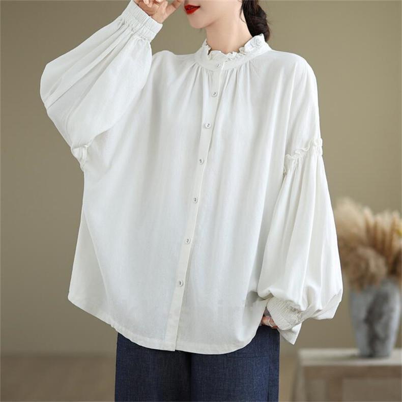 レディース 春秋トップス ブラウス 長袖シャツ 羽織り 体型