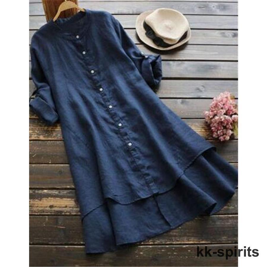 チュニック レディース シャツワンピ 秋 春 ブラウス カーディガン 長袖 ロング ワンピース ゆったり シンプル | ブランド登録なし | 12