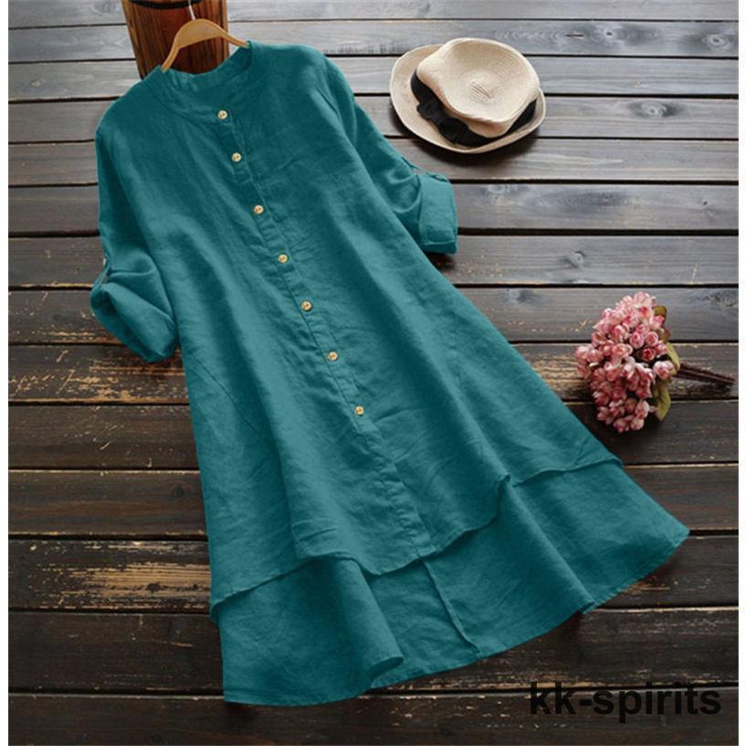 チュニック レディース シャツワンピ 秋 春 ブラウス カーディガン 長袖 ロング ワンピース ゆったり シンプル | ブランド登録なし | 13