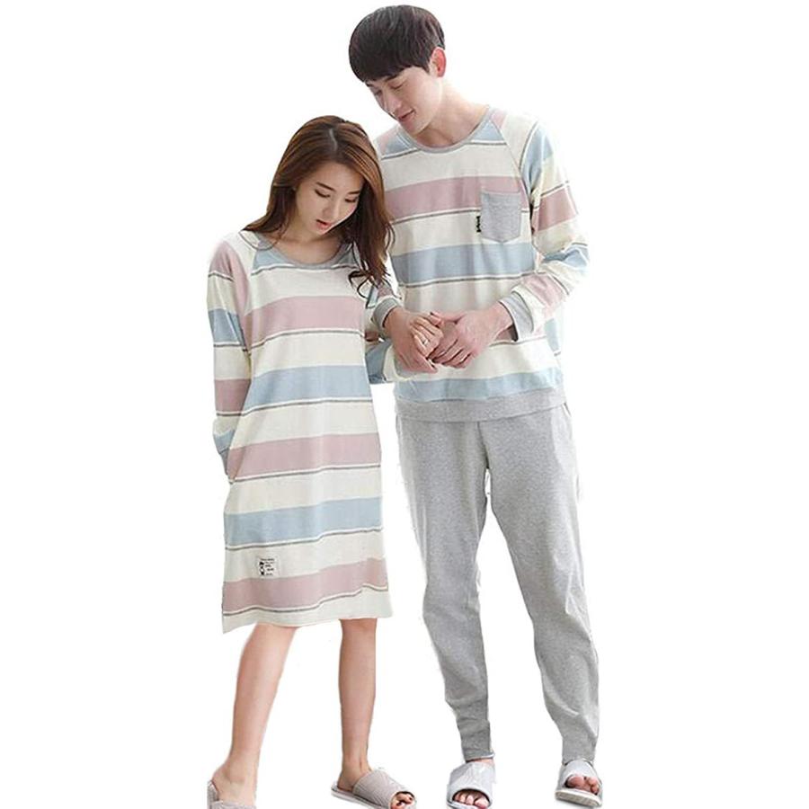 レモンツリーセブン Lemon Tree7 男女3点セット ペアルック 綿100 パジャマ 長袖 短パン ペア パジャマ 男性用上下セット 女性 ワンピース ボーダー柄 ルームウェア 部屋着 ペア 秋冬 結婚祝い 結婚記念日 プレゼント ギフト セレブの バスマット ドバイの7つ