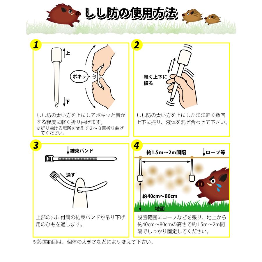 イノシシ用忌避剤 しし防（40本入）イノシシ 猪 いのしし イノシシ除け