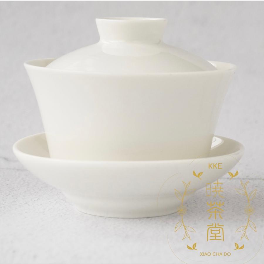 蓋碗 台湾製 伝統式蓋碗 三希 牙白色 110cc : 暁茶堂(kke-taiwantea